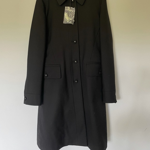 BURBERRY SINGLE BREASTED WOOL FITTED BLACK COAT - Picture 7 of 11